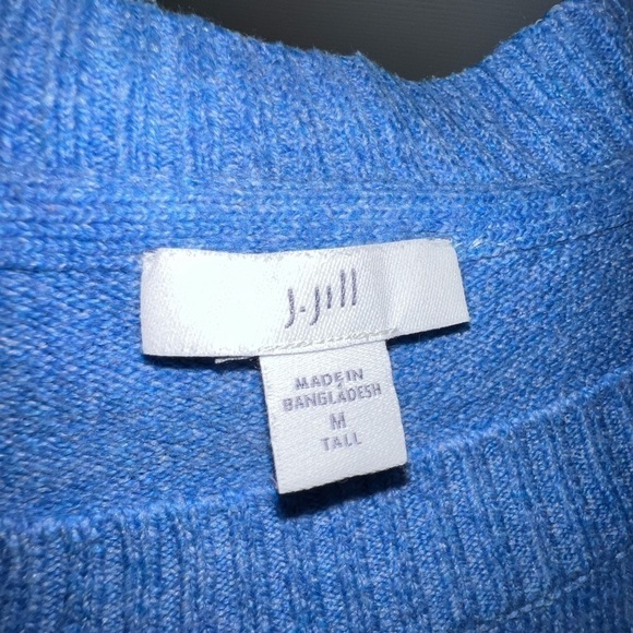 J. Jill Women's Medium Tall Blue Cotton Knit Crewneck Sweater Tunic Top MT - Picture 6 of 11